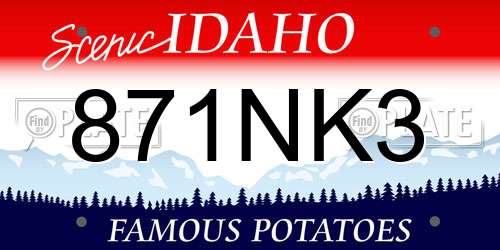 871NK3 Idaho License Plate