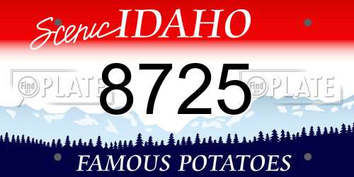 8725 Idaho License Plate