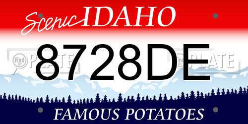 8728DE Idaho License Plate