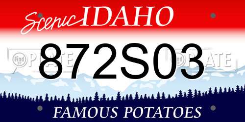 872S03 Idaho License Plate