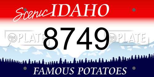 8749 Idaho License Plate