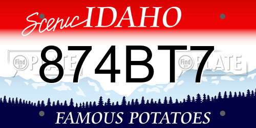 874BT7 Idaho License Plate