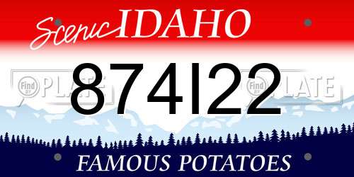 874I22 Idaho License Plate