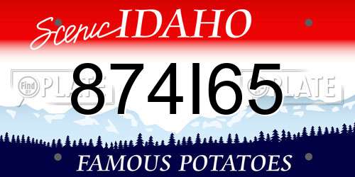 874I65 Idaho License Plate