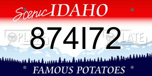 874I72 Idaho License Plate