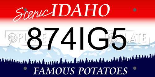 874IG5 Idaho License Plate