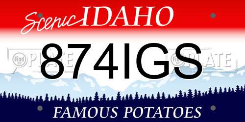 874IGS Idaho License Plate