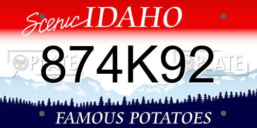 874K92 Idaho License Plate