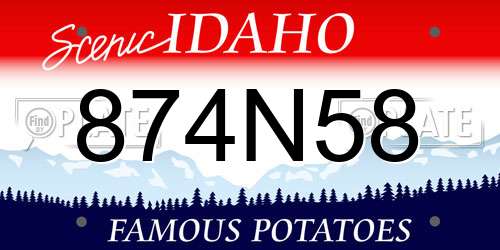 874N58 Idaho License Plate