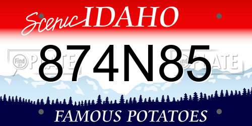 874N85 Idaho License Plate