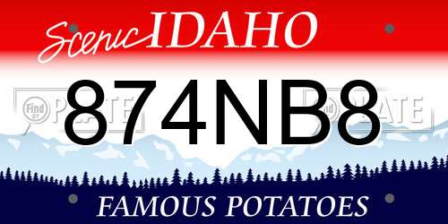 874NB8 Idaho License Plate