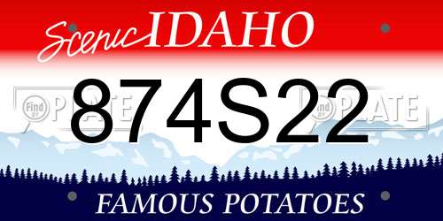 874S22 Idaho License Plate