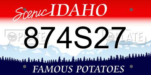 874S27 Idaho License Plate