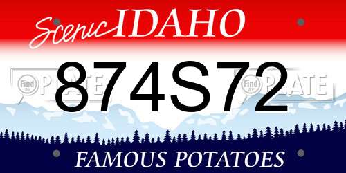 874S72 Idaho License Plate