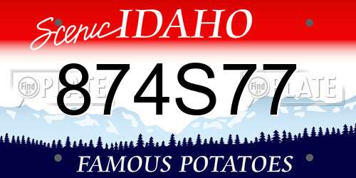 874S77 Idaho License Plate
