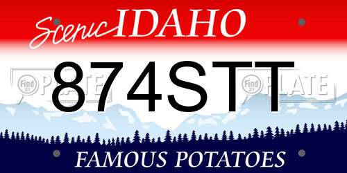 874STT Idaho License Plate