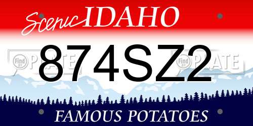 874SZ2 Idaho License Plate