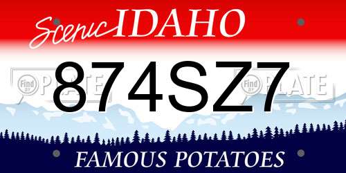 874SZ7 Idaho License Plate