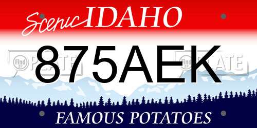 875AEK Idaho License Plate