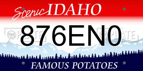 876EN0 Idaho License Plate