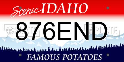 876END Idaho License Plate