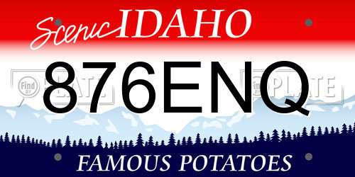 876ENQ Idaho License Plate
