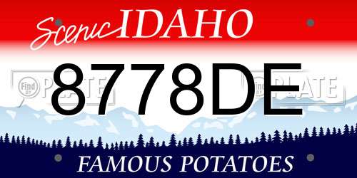 8778DE Idaho License Plate