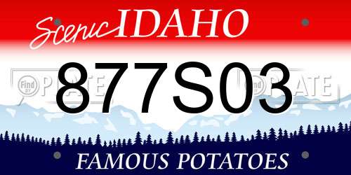 877S03 Idaho License Plate