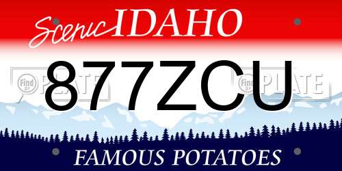877ZCU Idaho License Plate