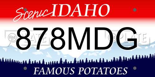 878MDG Idaho License Plate