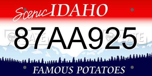 87AA925 Idaho License Plate