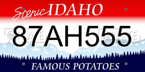 87AH555 Idaho License Plate