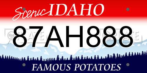 87AH888 Idaho License Plate