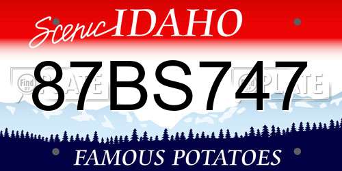 87BS747 Idaho License Plate