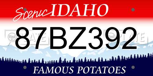 87BZ392 Idaho License Plate