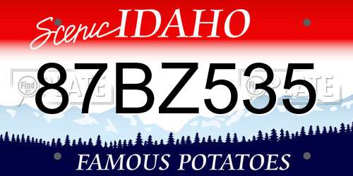 87BZ535 Idaho License Plate