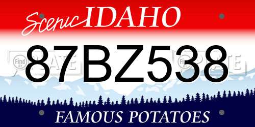 87BZ538 Idaho License Plate