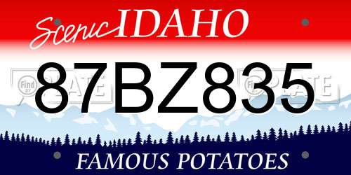 87BZ835 Idaho License Plate
