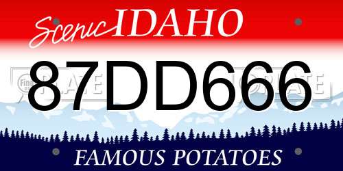 87DD666 Idaho License Plate