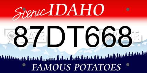 87DT668 Idaho License Plate