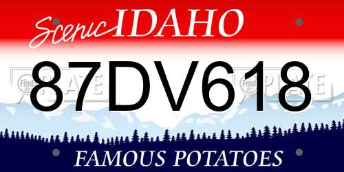 87DV618 Idaho License Plate