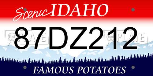 87DZ212 Idaho License Plate