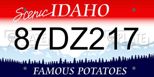 87DZ217 Idaho License Plate