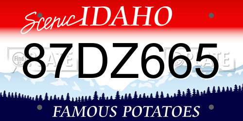87DZ665 Idaho License Plate