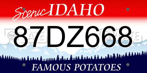 87DZ668 Idaho License Plate
