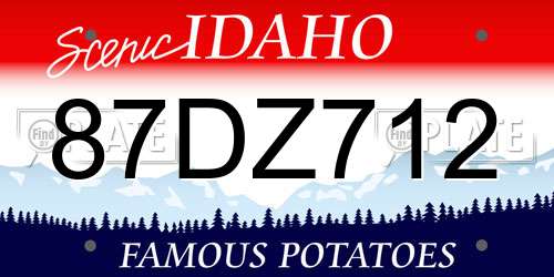 87DZ712 Idaho License Plate