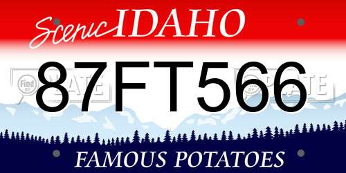 87FT566 Idaho License Plate