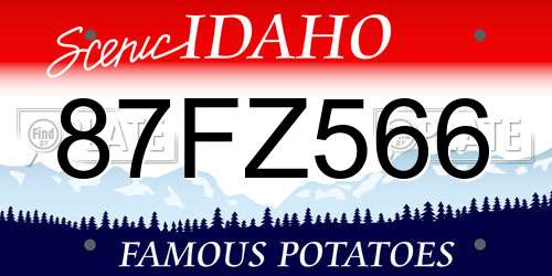 87FZ566 Idaho License Plate