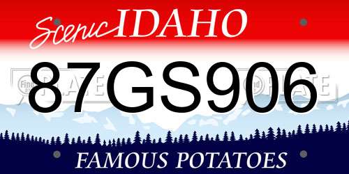 87GS906 Idaho License Plate