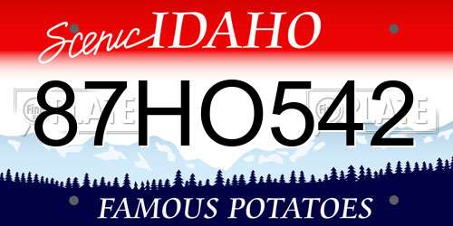 87HO542 Idaho License Plate